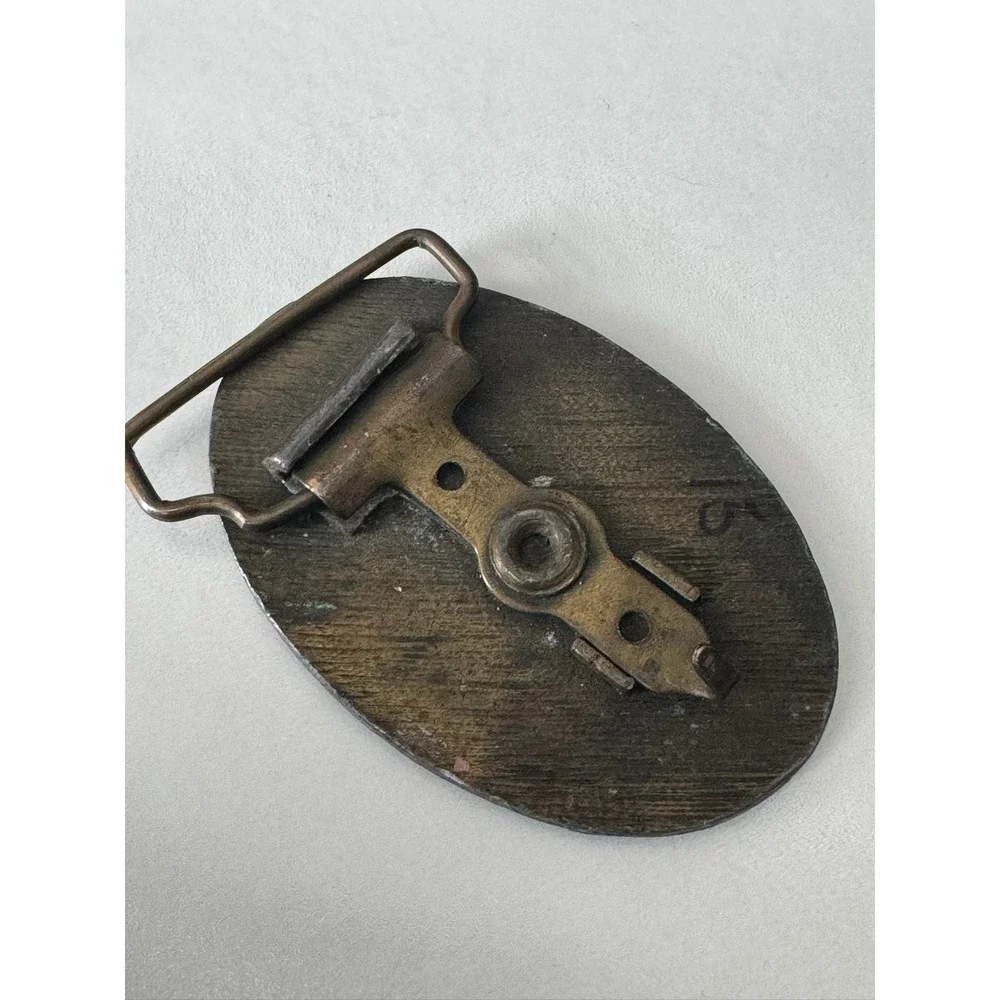 Vintage Castrol Oil Belt Buckle‎ Metal Automotive Racing Logo Lions Patina